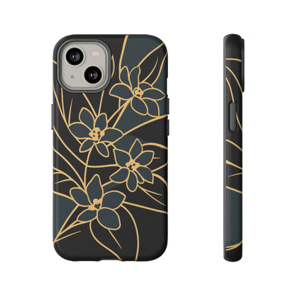 Golden Bloom - Elegant Floral Line Art Phone Case iPhone 14 Matte