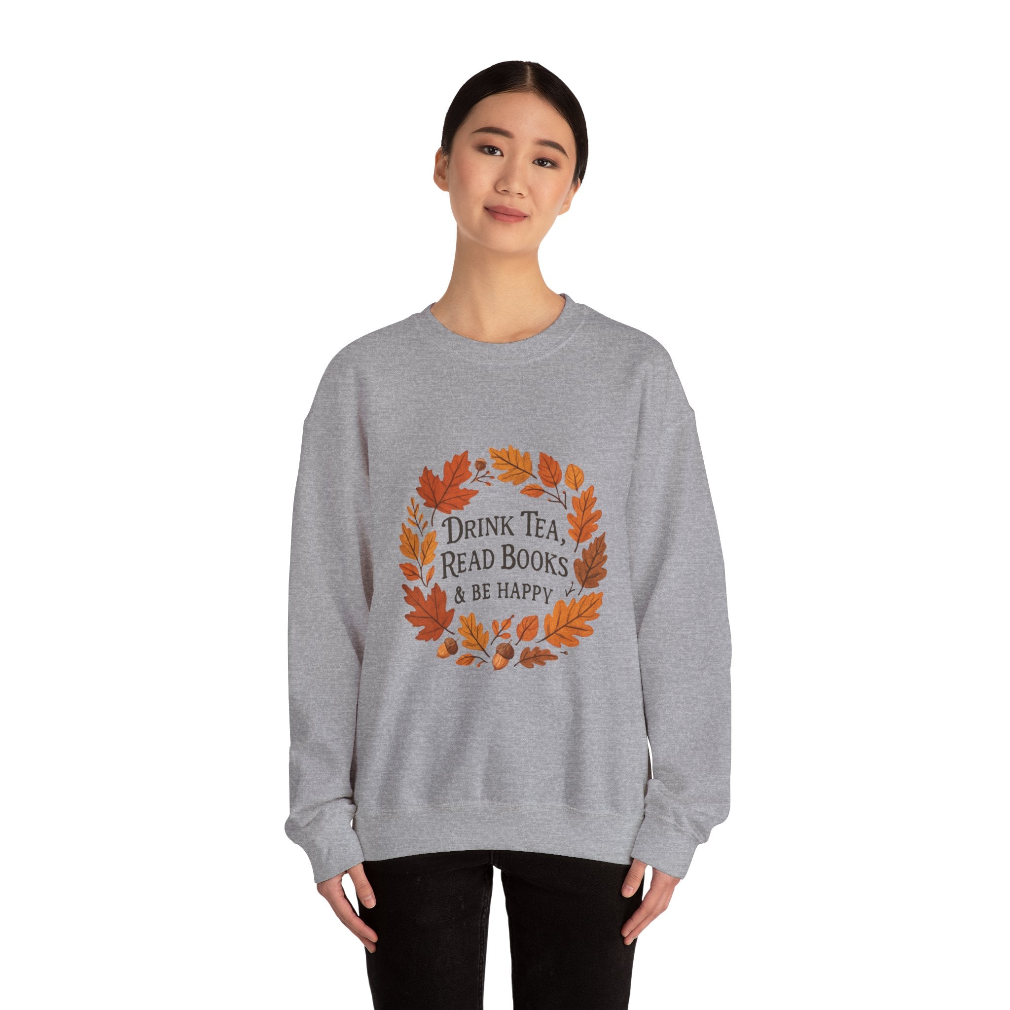 Cozy Book Lover Crewneck Sweatshirt - Fall Fashion Tea &amp; Books Apparel | Gift for Readers