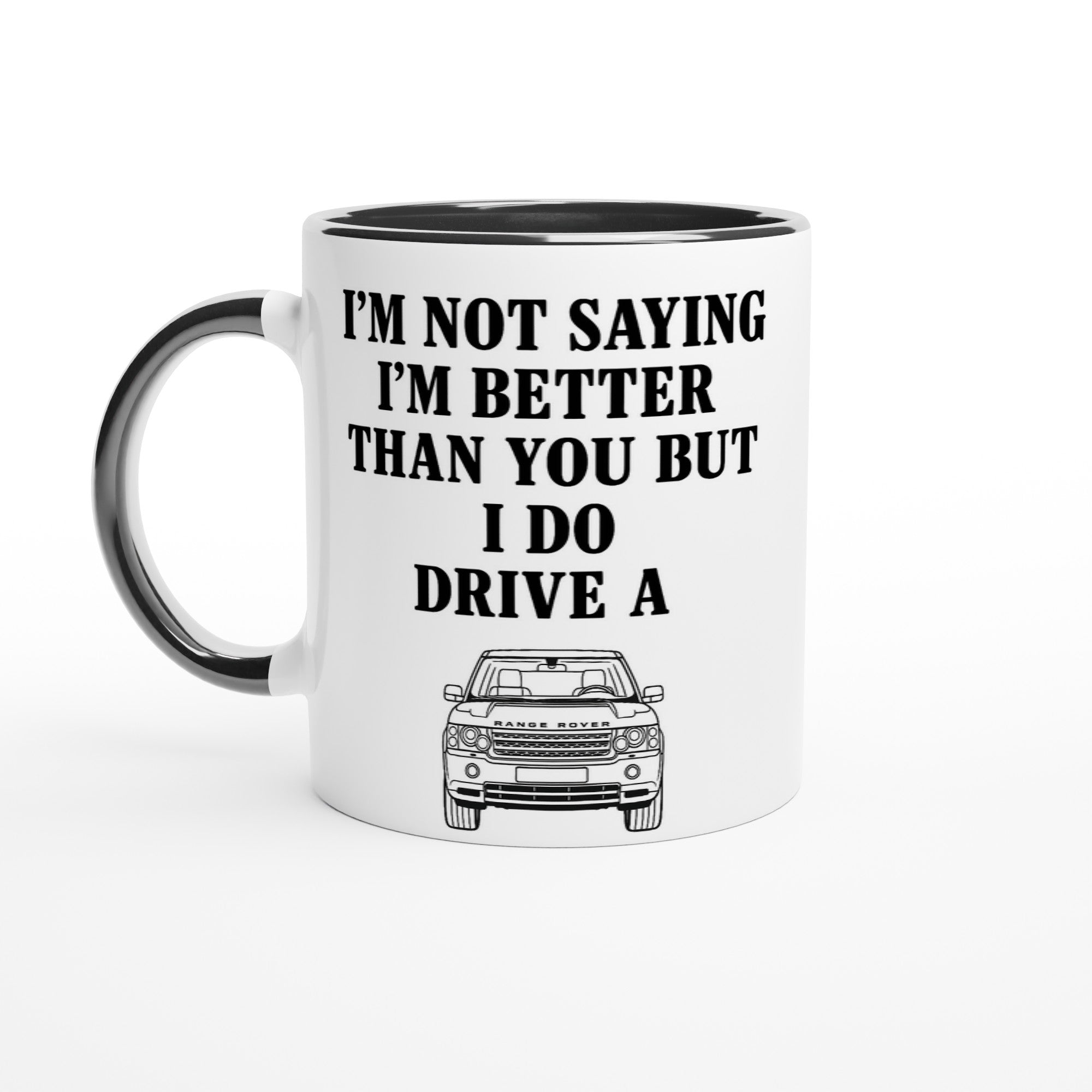 Funny Range Rover Mug – 11oz Luxury Car Driver Gift, Bold Statement Coffee Cup, Land Rover, Range Rover Lover Gift for Him or Her Ceramic Black