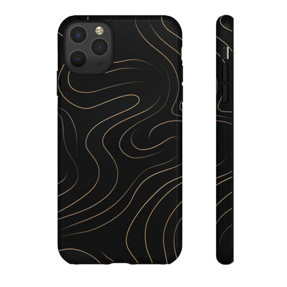 Noir Topograph - Black Minimalist Line Art Phone Case iPhone 11 Pro Max Glossy