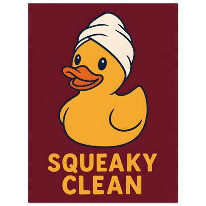 Squeaky Clean Poster - Fun Bathroom Art - Perfect for Home Decor 75x100 cm 30x40″ Red