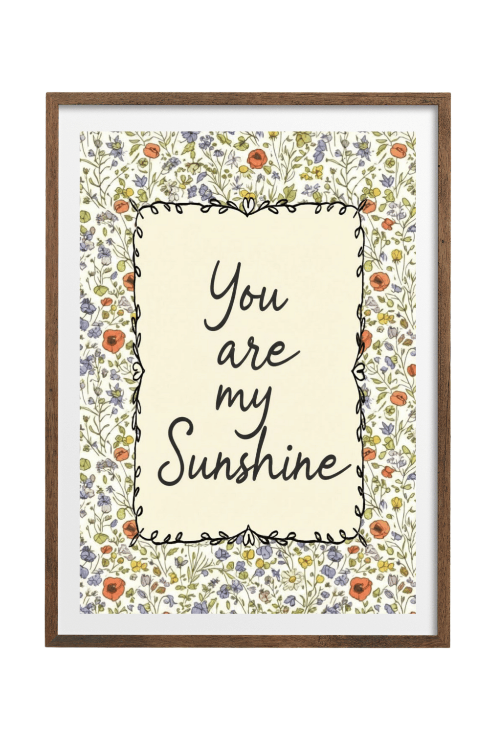 You Are My Sunshine: Wildflower Typography Nursery Print