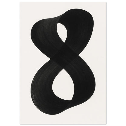 Infinity Abstract Brushstroke Art Print - Modern Minimalist Poster in Pink, Blue, Ochre, Black A3 (29.7 x 42 cm) Black