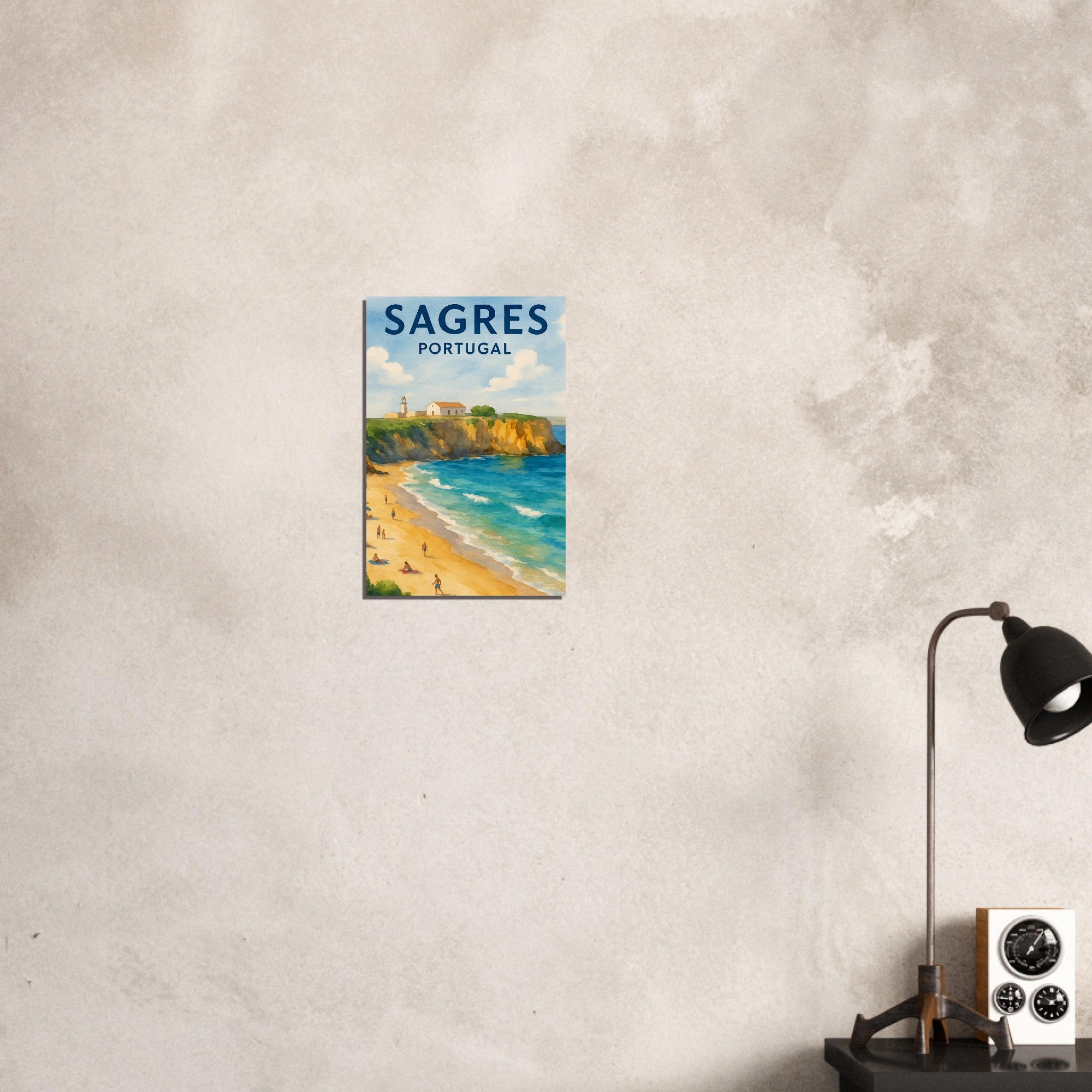 Sagres Portugal Beach Art Print – Coastal Watercolor Poster, Unframed Travel Wall Art in A3/A4 Sizes 30x45 cm 12x18″