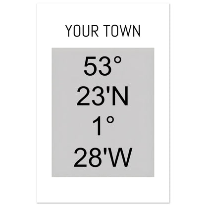 Personalized Map or Custom Location Coordinates Poster Print | Minimalist Unframed Wall Art Decor A3 A4 A5 30x45 cm 12x18″ Black and Grey