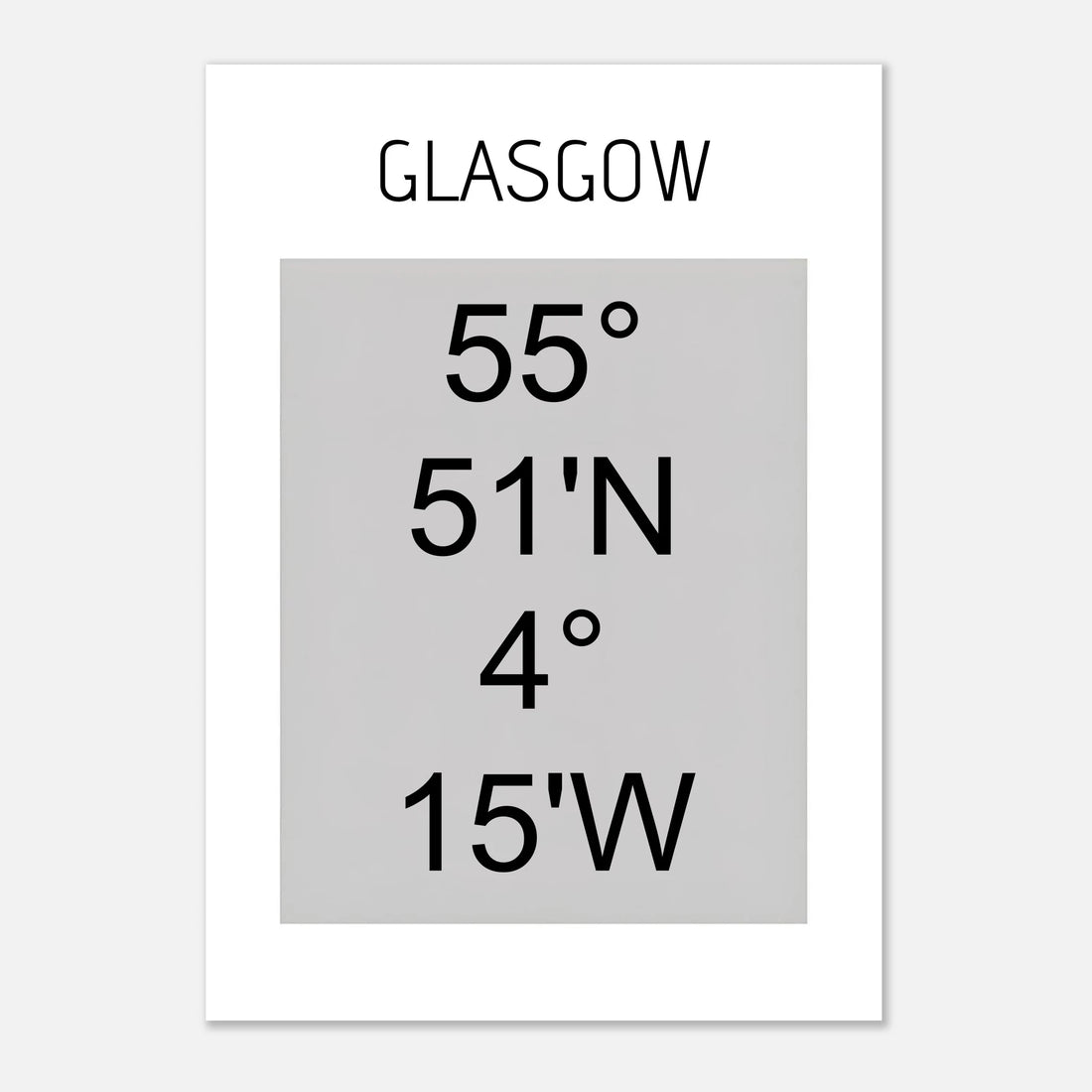 Glasgow Coordinates Poster Print | Minimalist Unframed Wall Art Decor A3 A4 A5 21x29.7 cm 8x12&quot;