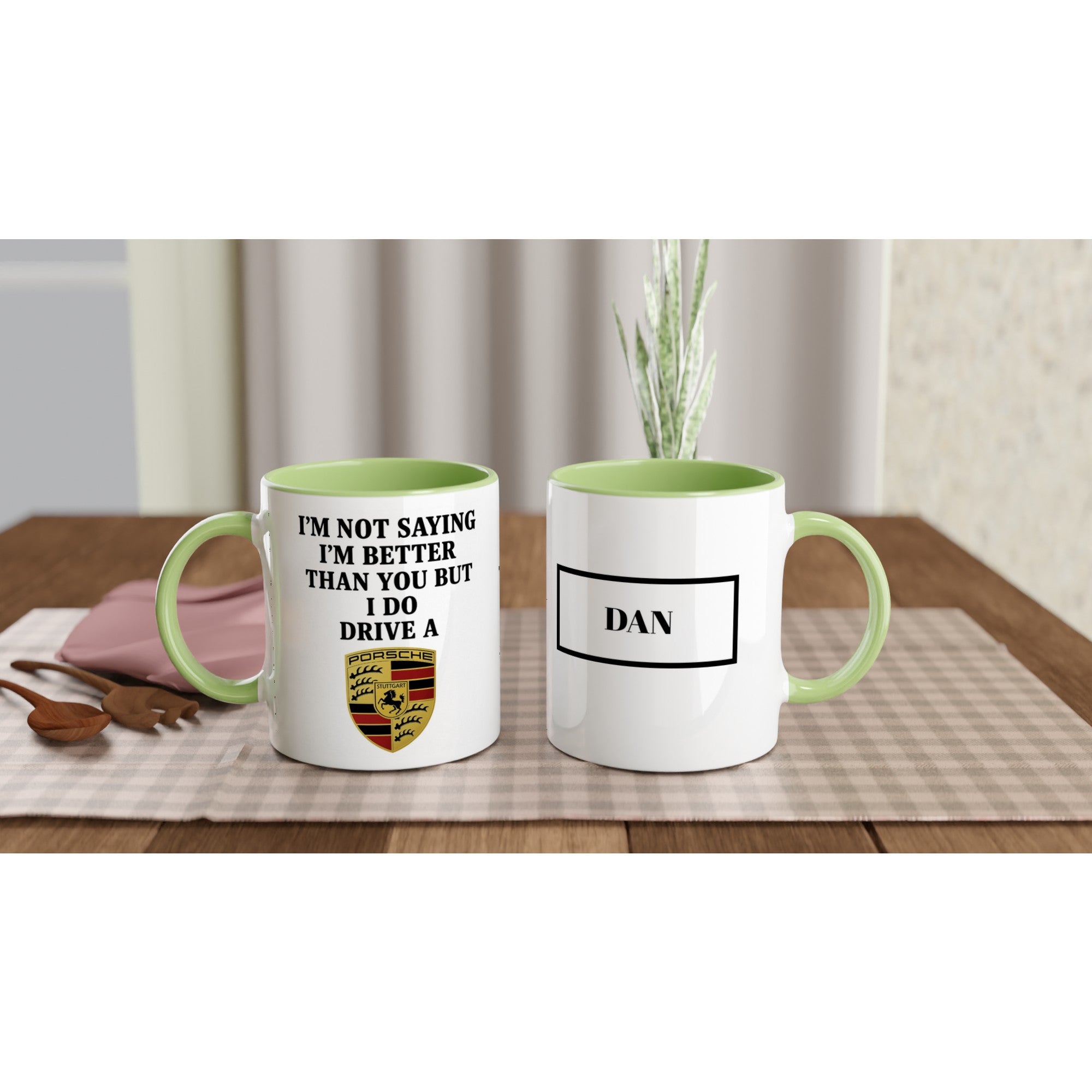 Porsche Passion: Personalized Ceramic Coffee Mug Ceramic Green
