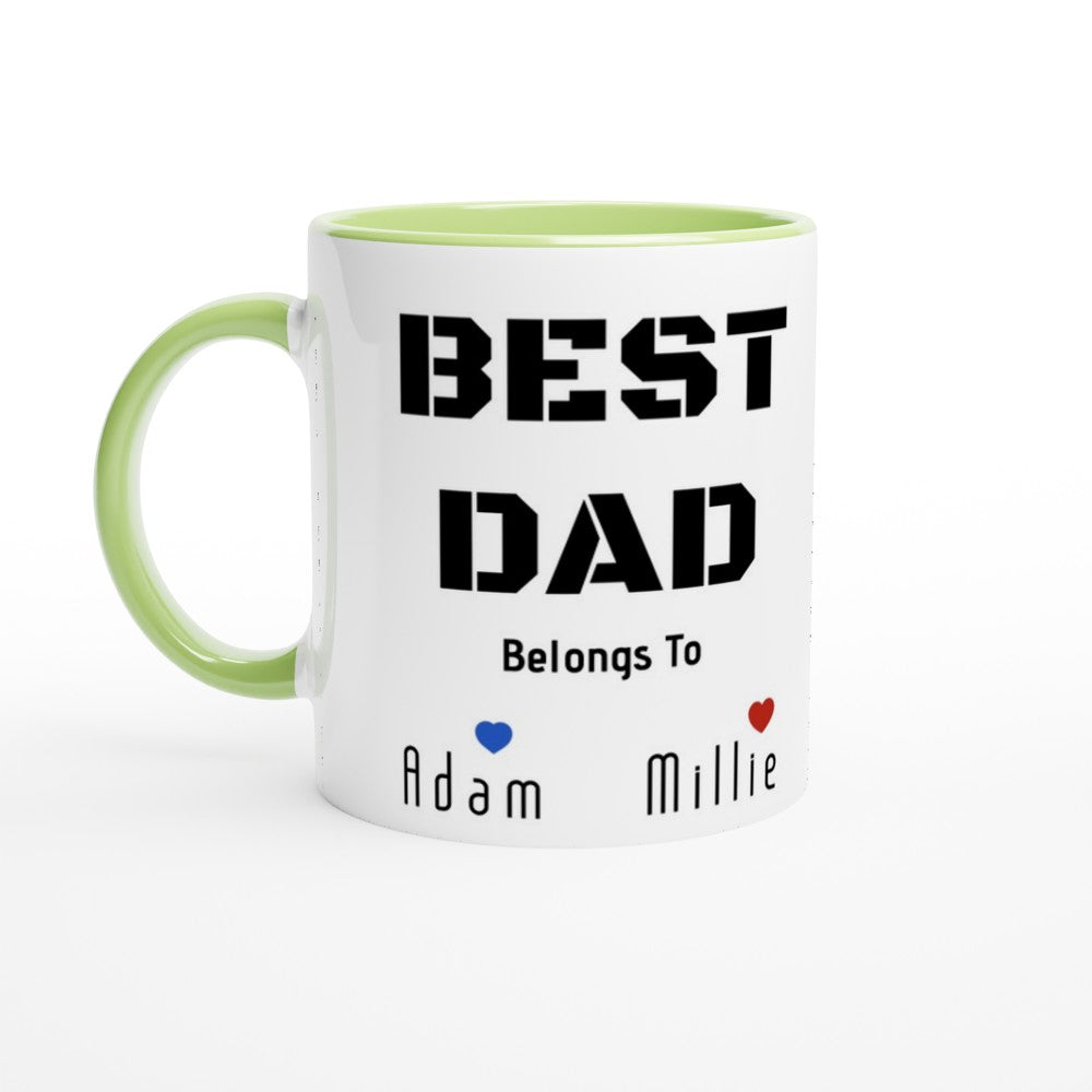 Minimalist Best Dad Mug - Personalised Cup / Customised Ceramic Mug for Fathers Day Gift, Birthday Gift for Him Ceramic Green