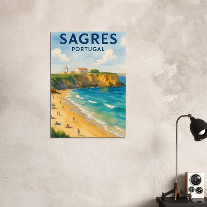 Sagres Portugal Beach Art Print – Coastal Watercolor Poster, Unframed Travel Wall Art in A3/A4 Sizes A1 (59.4 x 84.1 cm)