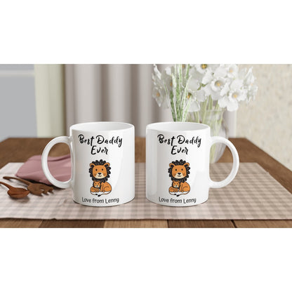 Personalized Lion Best Daddy Ever Mug, Lion Cub Cup,Fathers Day Gift, Coffee Mug, Tea Mug, White 11oz Ceramic Mug