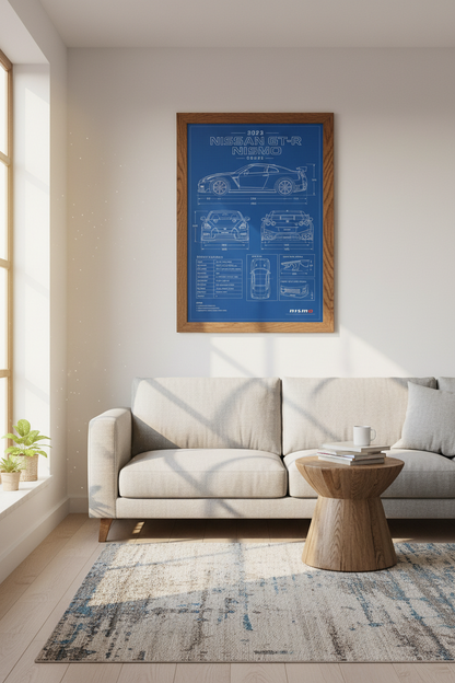 Nissan GT-R Nismo Blueprint Art | JDM Car Poster, Man Cave &amp; Garage Decor