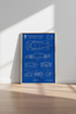 Ferrari F80 Blueprint Wall Art | Blue Technical Poster, Garage & Man Cave Decor