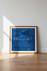 Bentley Continental GT Blueprint | Luxury Car Wall Art, Blue Office Decor