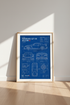 Nissan GT-R Nismo Blueprint Wall Art | Blue Car Detail Poster, Garage Decor