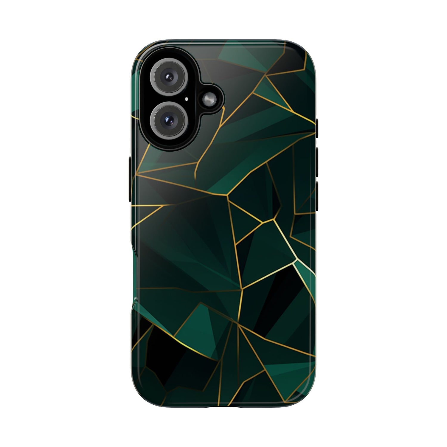 Emerald Veil - Geometric Luxe Phone Case iPhone 16 Glossy