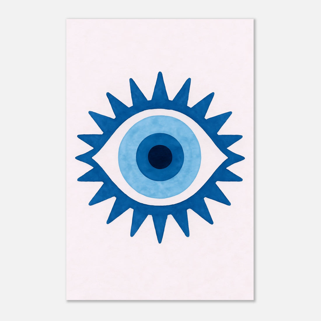 Evil Eye Sunburst Poster | Blue Nazar Watercolor Print | Radiating Protection Symbol Wall Art | A3 A2 A1 A4 Sizes | Unframed Modern Decor 60x90 cm 24x36″