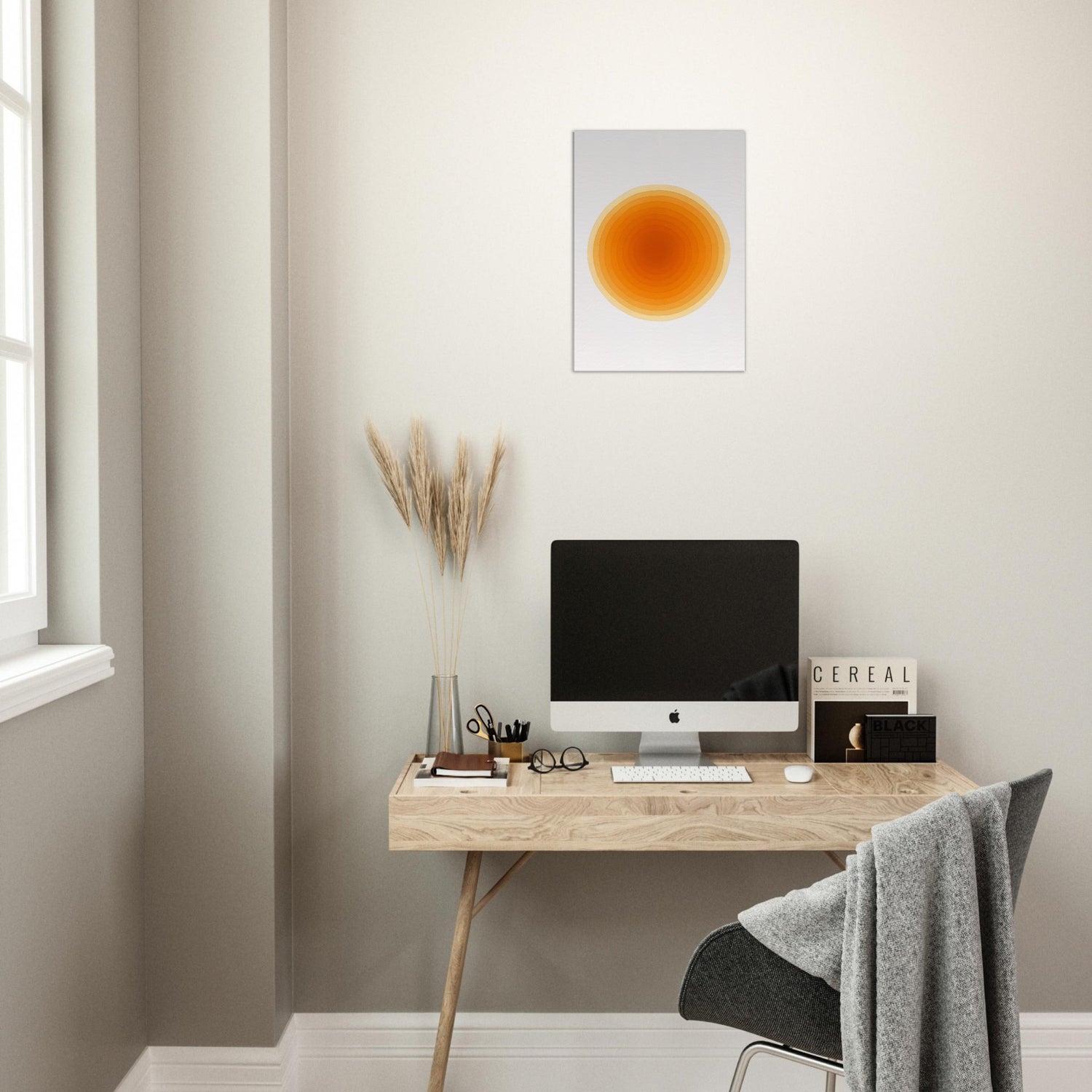 Solar Bloom - Radiant Orange Canvas - Abstract Watercolor Spiral Art Print - Slim Canvas - Wall Art