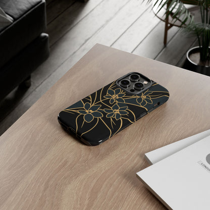Golden Bloom - Elegant Floral Line Art Phone Case