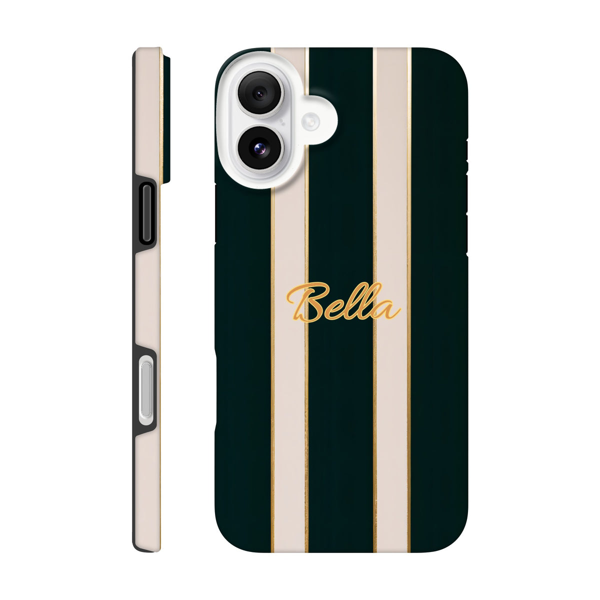 Elegant Striped Phone Case - Black &amp; Cream Design with Gold Accents for iPhone &amp; Samsung | Luxury Protection iPhone 16 Plus