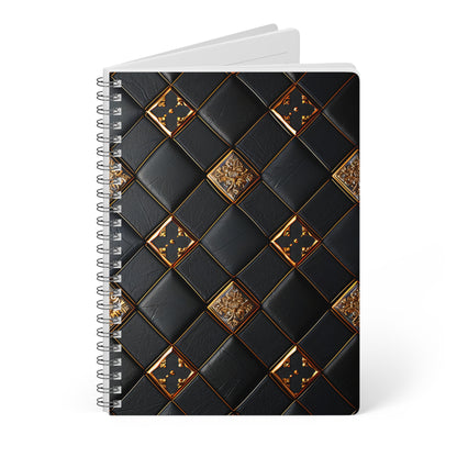 Luxury Black &amp; Gold Notebook | Elegant A5 Spiral Bound Journal | Sophisticated Leather-Inspired Design | Professional and Stylish Gift