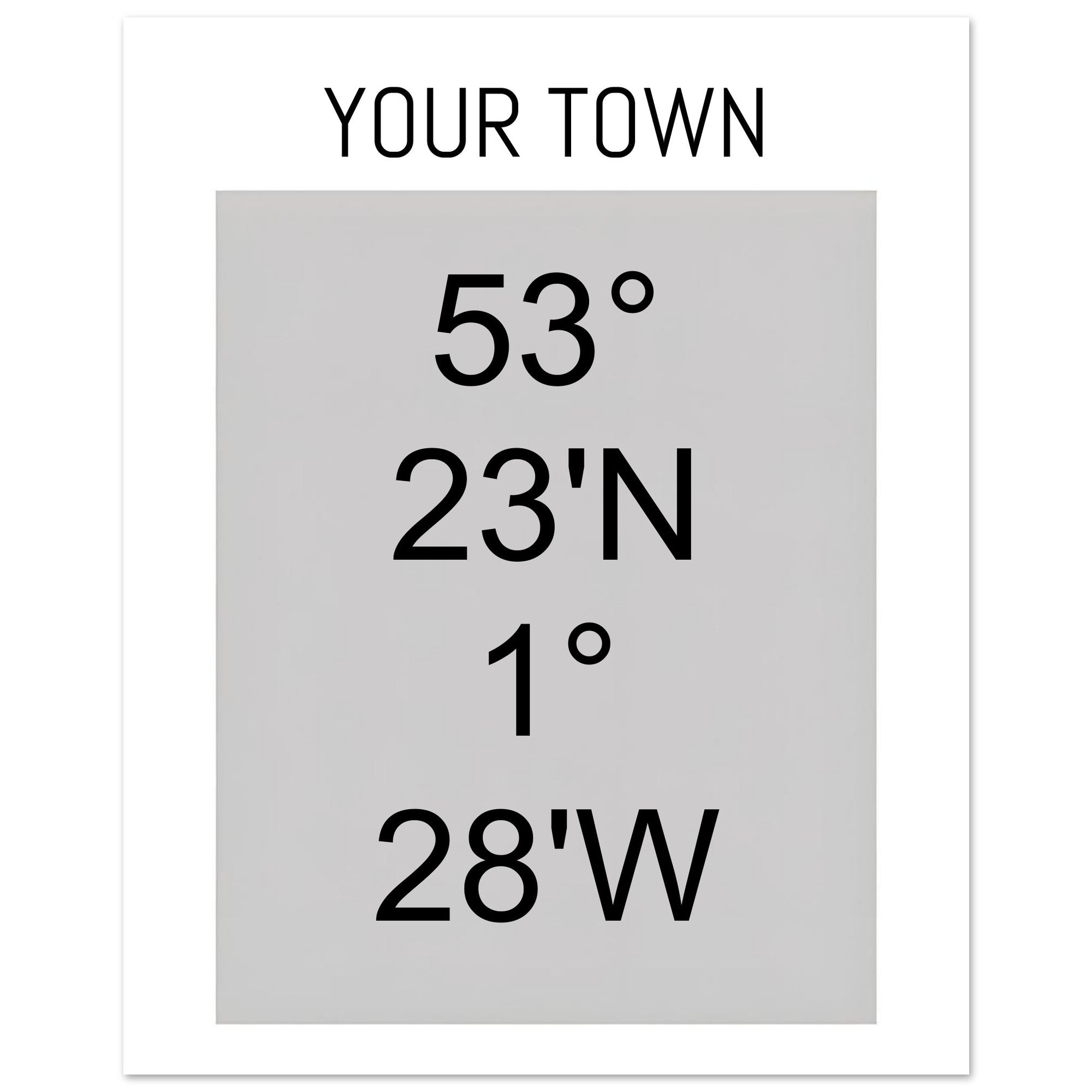 Personalized Map or Custom Location Coordinates Poster Print | Minimalist Unframed Wall Art Decor A3 A4 A5 20x25 cm 8x10″ Black and Grey