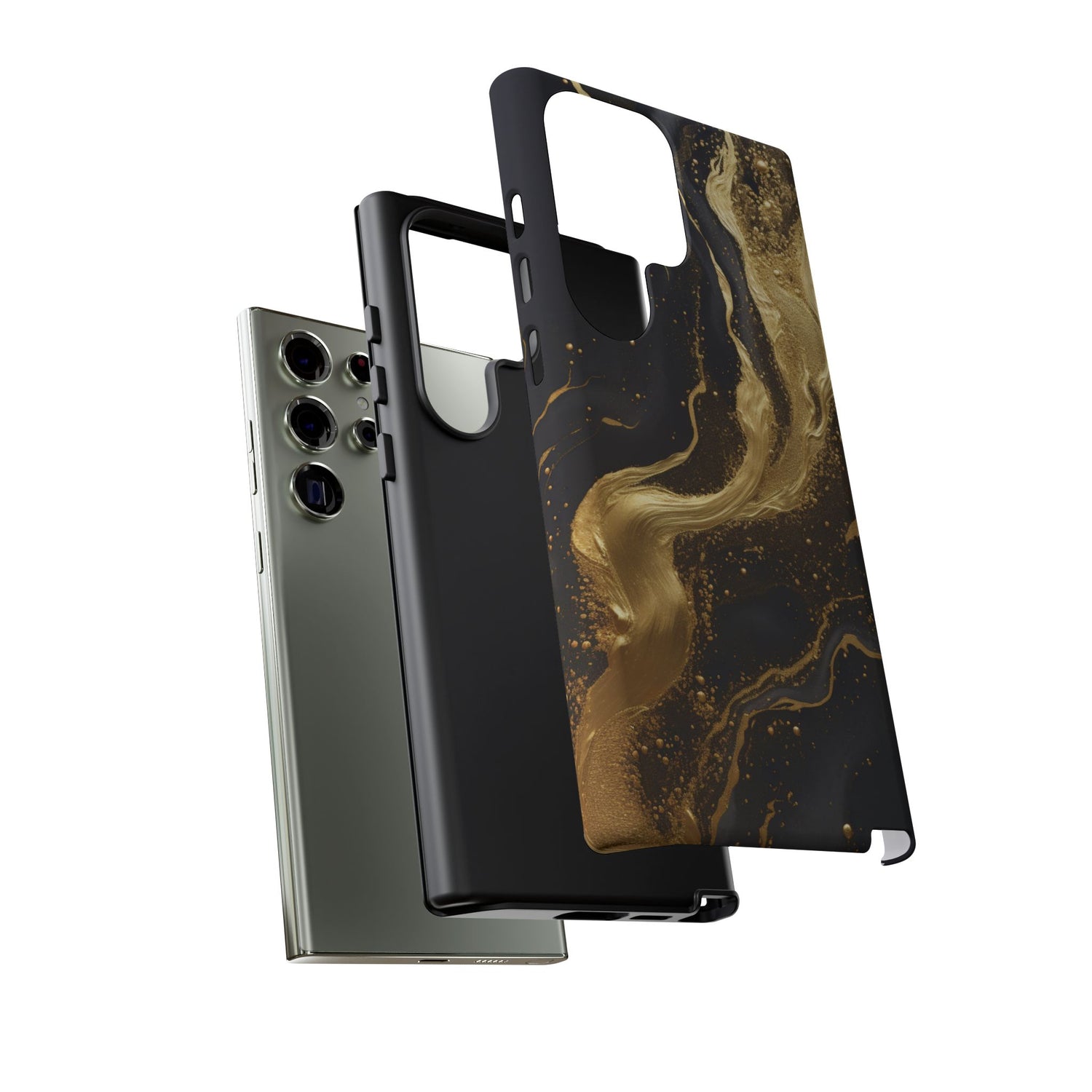 Golden Flow - Black &amp; Gold Marble Luxe Phone Case