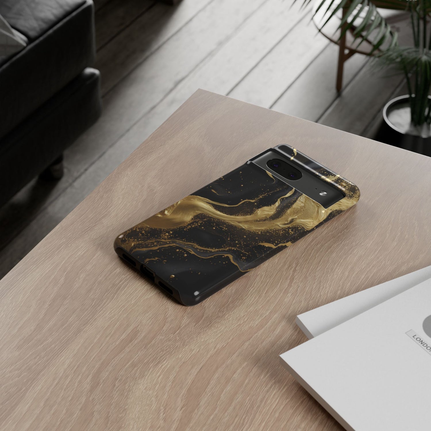 Golden Flow - Black &amp; Gold Marble Luxe Phone Case