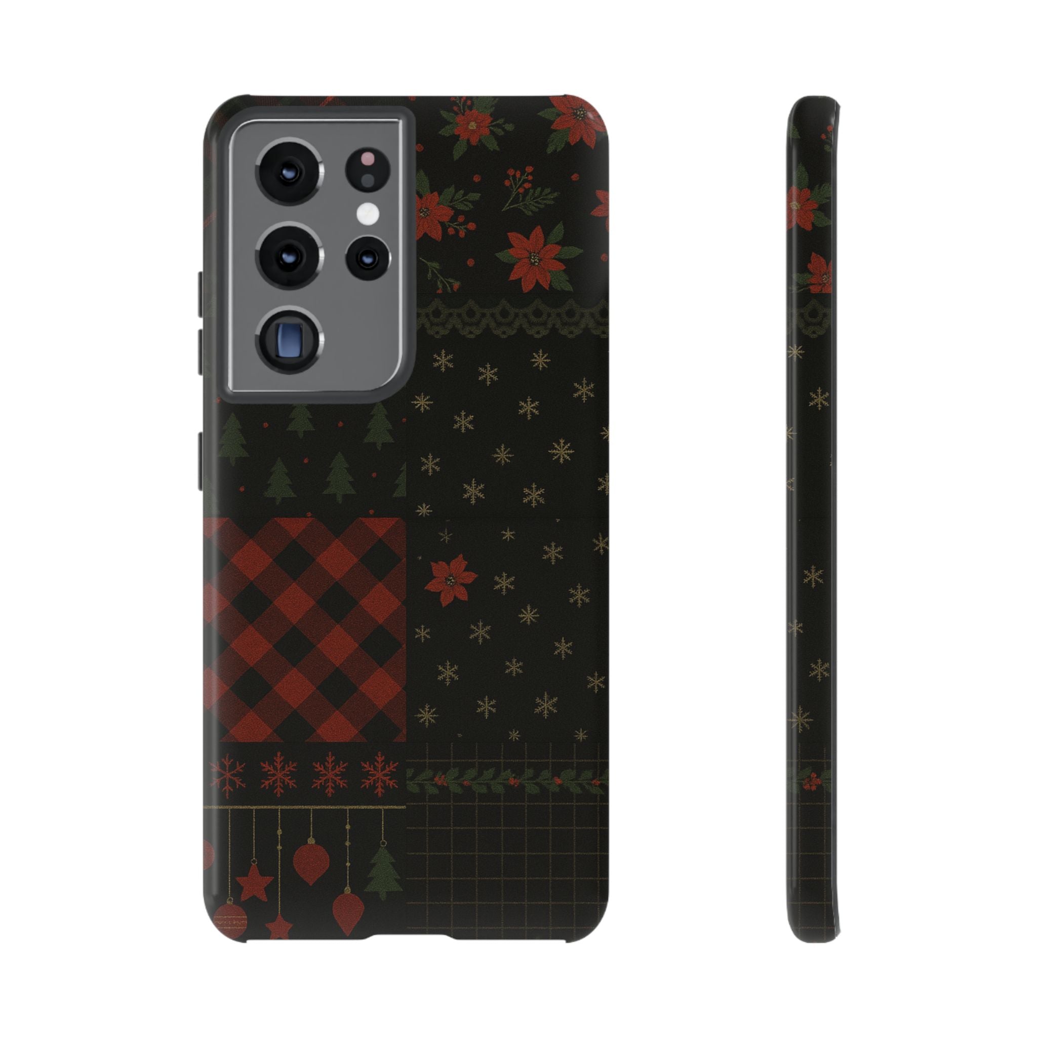 Black Festive Phone Case - Christmas Phone Cover - Tough Design Samsung Galaxy S21 Ultra Glossy