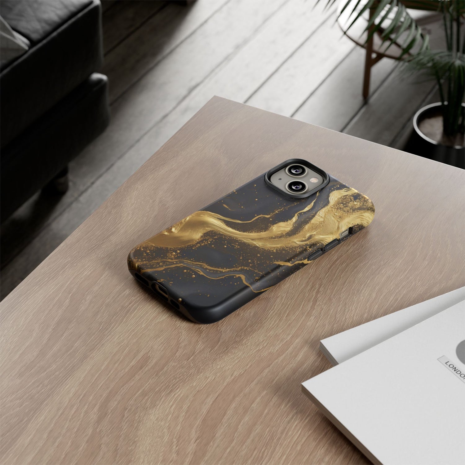 Golden Flow - Black &amp; Gold Marble Luxe Phone Case