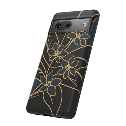 Golden Bloom - Elegant Floral Line Art Phone Case