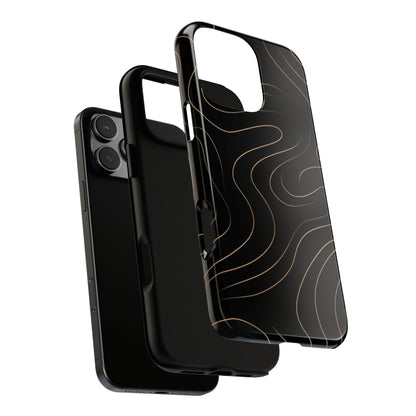 Noir Topograph - Black Minimalist Line Art Phone Case