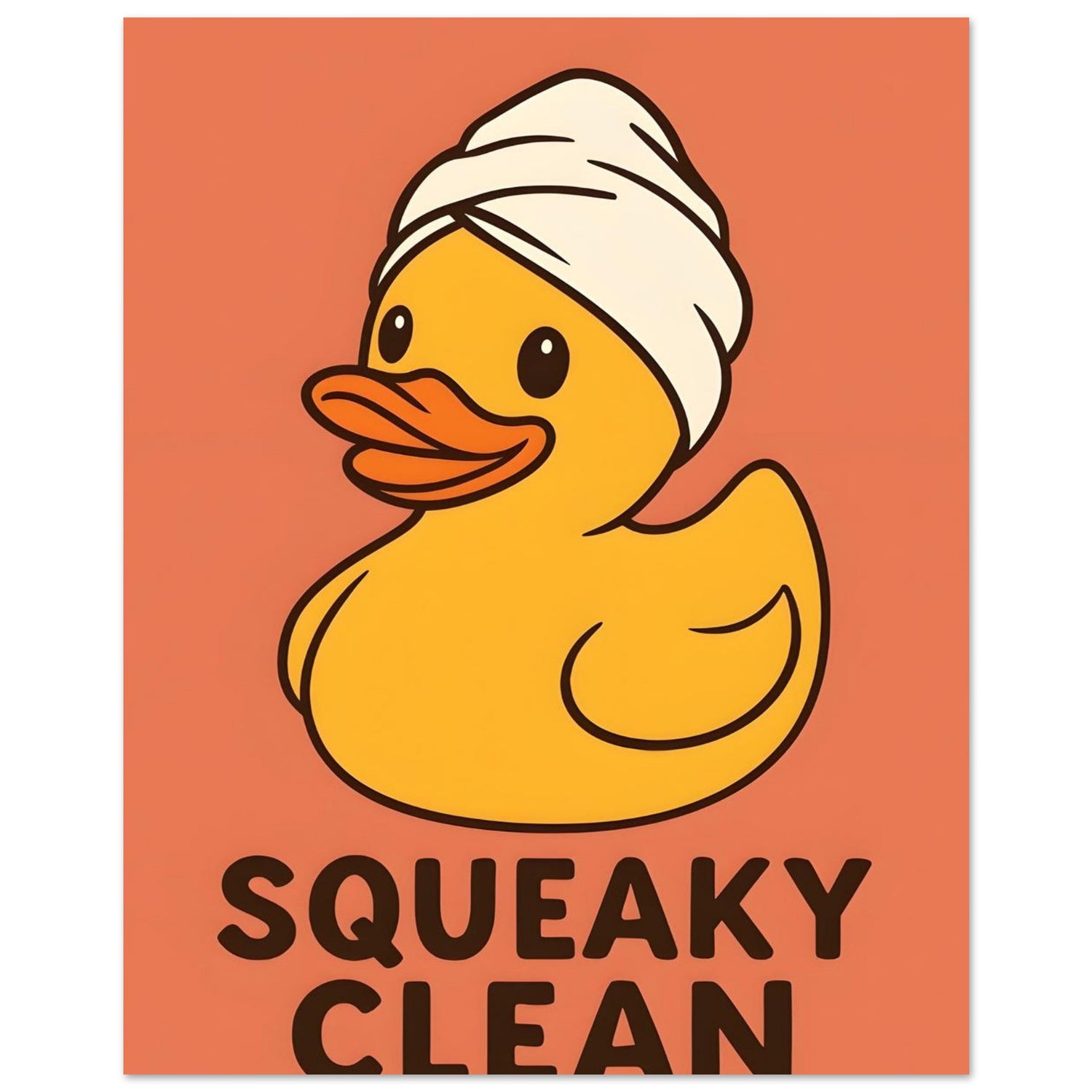 Squeaky Clean Poster - Fun Bathroom Art - Perfect for Home Decor 20x25 cm 8x10″ Orange