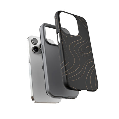 Noir Topograph - Black Minimalist Line Art Phone Case