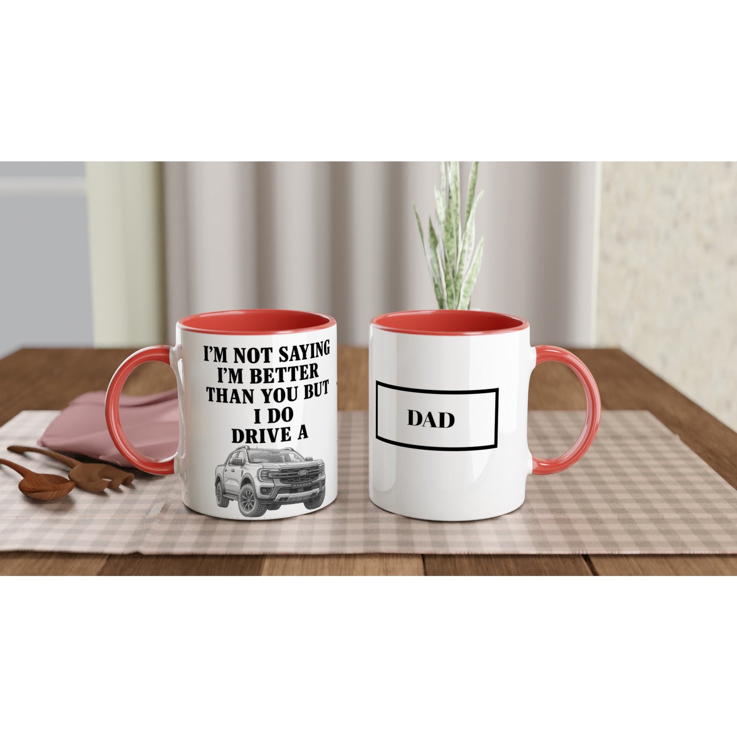 Personalized Ford Ranger Wildtrak Mug - Unique Car Lover Dad Gift | 11oz Ceramic Cup Ceramic Red