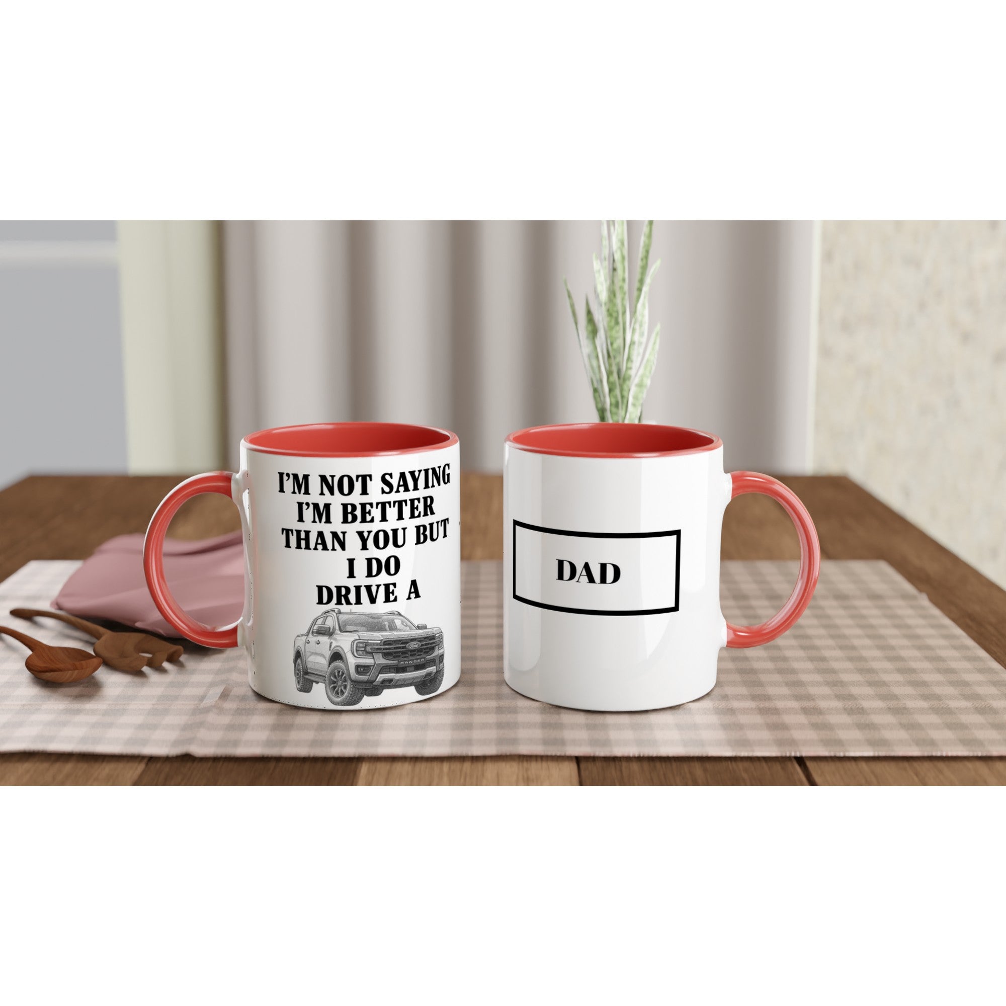 Personalized Ford Ranger Wildtrak Mug - Unique Car Lover Dad Gift | 11oz Ceramic Cup Ceramic Red