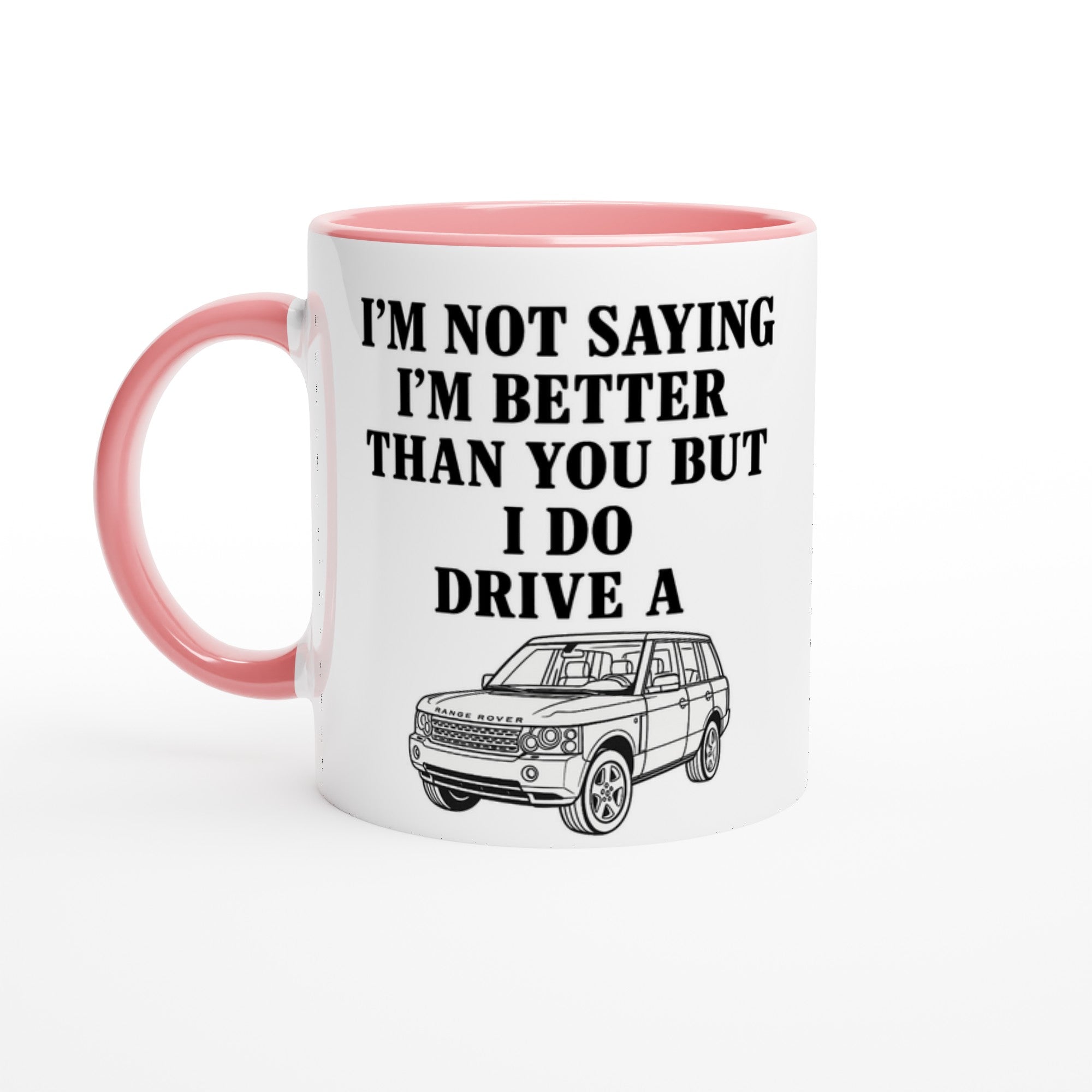 Range Rover Mug – Funny 11oz Coffee Cup for Luxury Car Lovers | Land Rover Gift Ceramic Pink