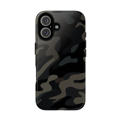 Black Camouflage Phone Case for iPhone, Samsung and Google Pixel iPhone 16 Glossy