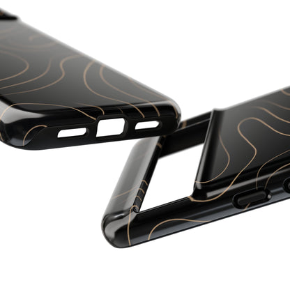 Noir Topograph - Black Minimalist Line Art Phone Case