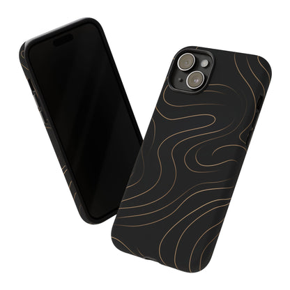 Noir Topograph - Black Minimalist Line Art Phone Case