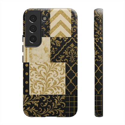 Phone Case, Luxury Black and Gold Festive Design for Christmas Gift, Holiday Decor, Tough Cases, Winter Celebration, Elegant iPhone Cover Samsung Galaxy S22 Matte