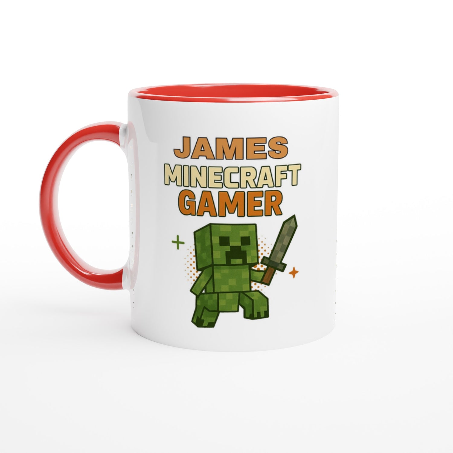 Personalized Minecraft Gamer Mug - Custom 11oz Ceramic Coffee Cup for Gamers Ceramic Red