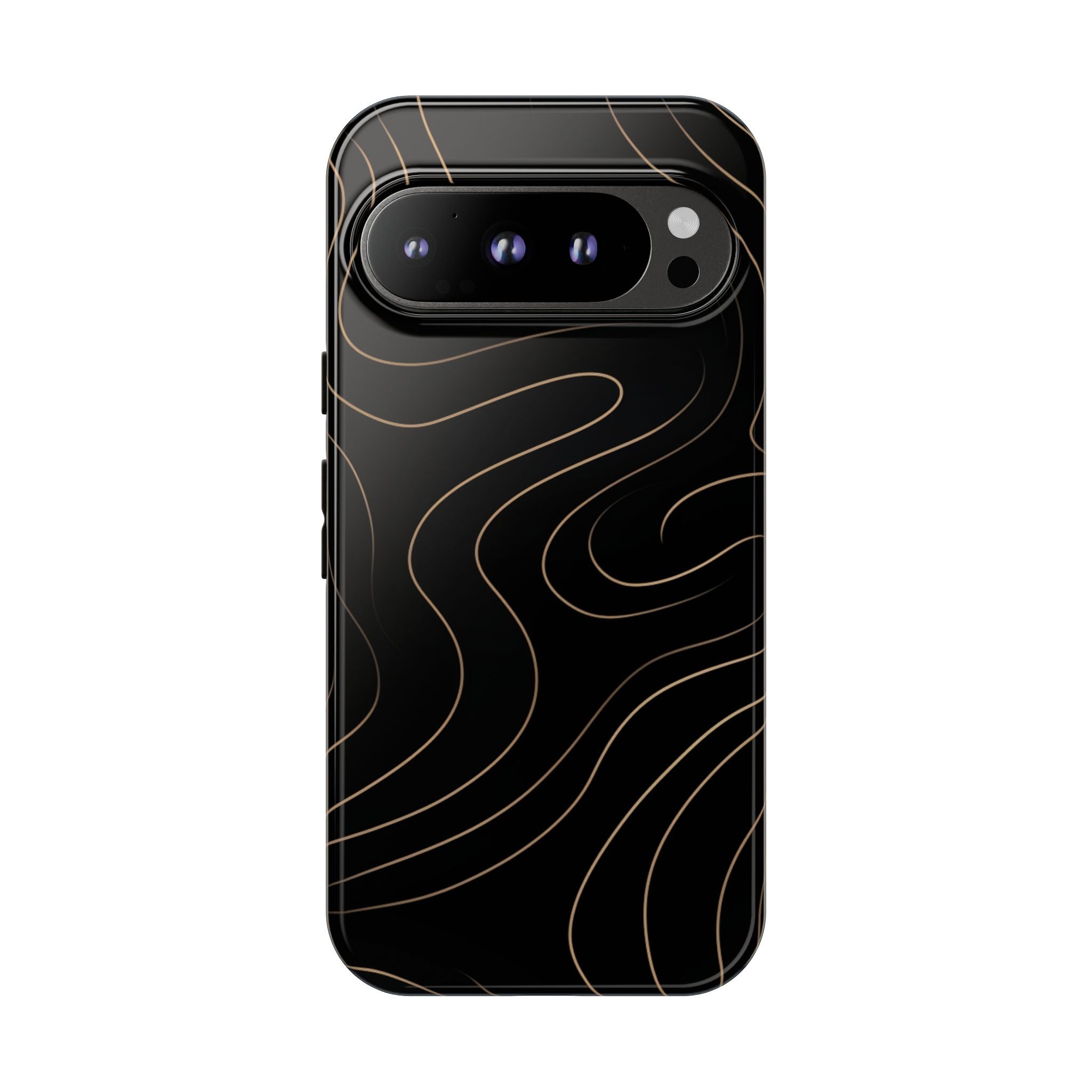 Noir Topograph - Black Minimalist Line Art Phone Case Google Pixel 9 Pro Glossy
