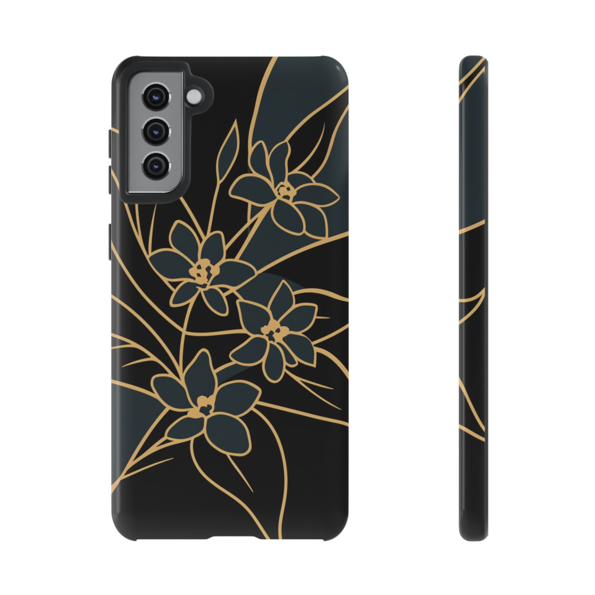 Golden Bloom - Elegant Floral Line Art Phone Case Samsung Galaxy S21 Plus Glossy