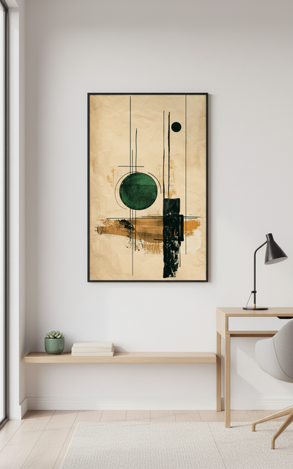 Emerald Axis – Abstract Geometric Art Print