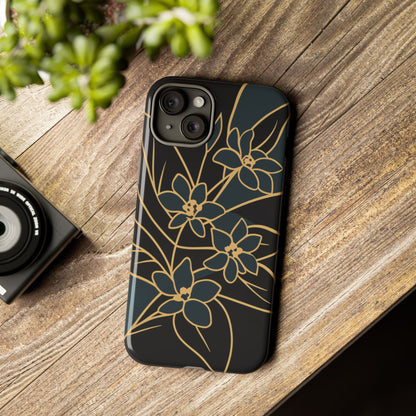 Golden Bloom - Elegant Floral Line Art Phone Case