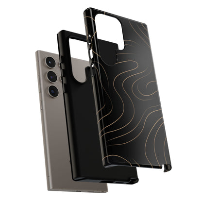 Noir Topograph - Black Minimalist Line Art Phone Case