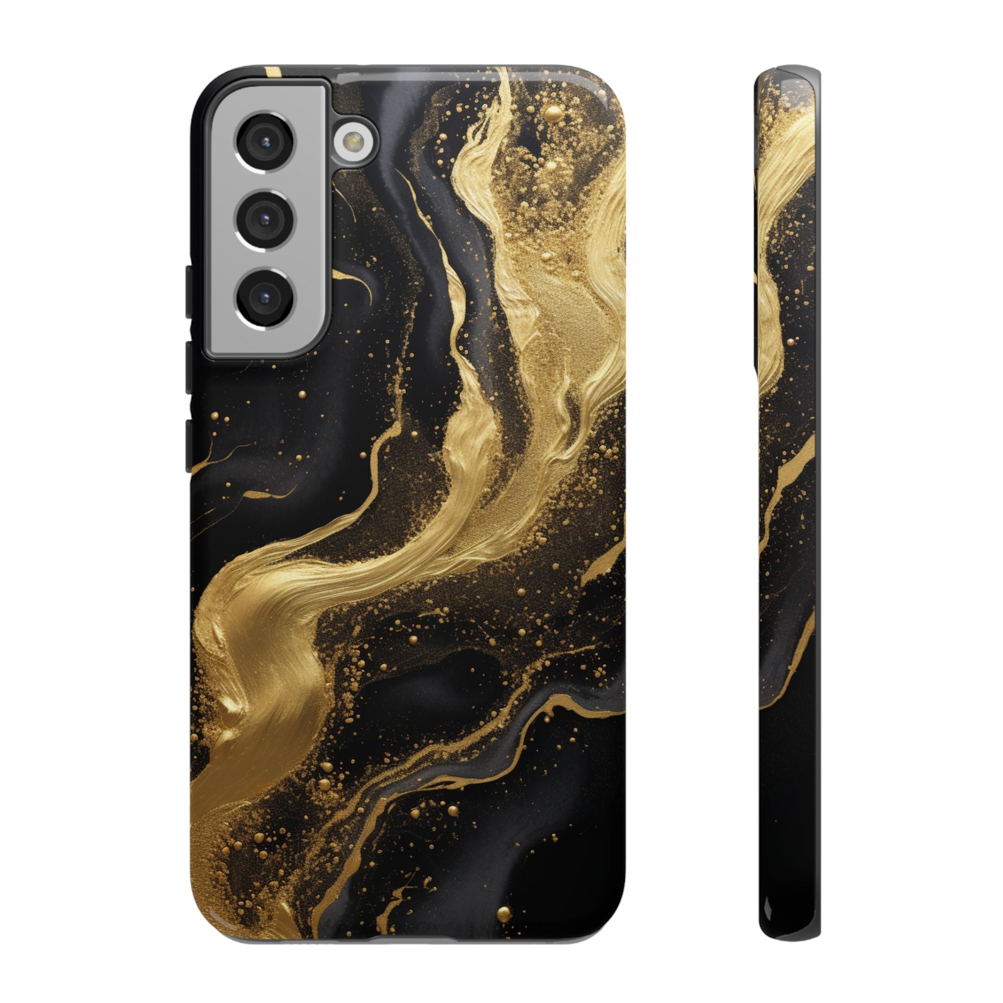 Golden Flow - Black &amp; Gold Marble Luxe Phone Case Samsung Galaxy S22 Plus Glossy