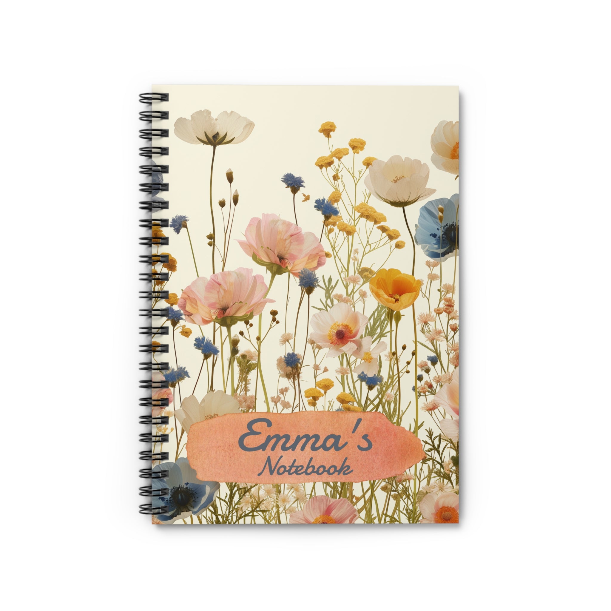 Floral Spiral Notebook, Personalized Gift for Students, Journaling, Back to School Supplies, Nature Lovers, Desk Decor