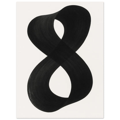Infinity Abstract Brushstroke Art Print - Modern Minimalist Poster in Pink, Blue, Ochre, Black 30x40 cm 12x16″ Black