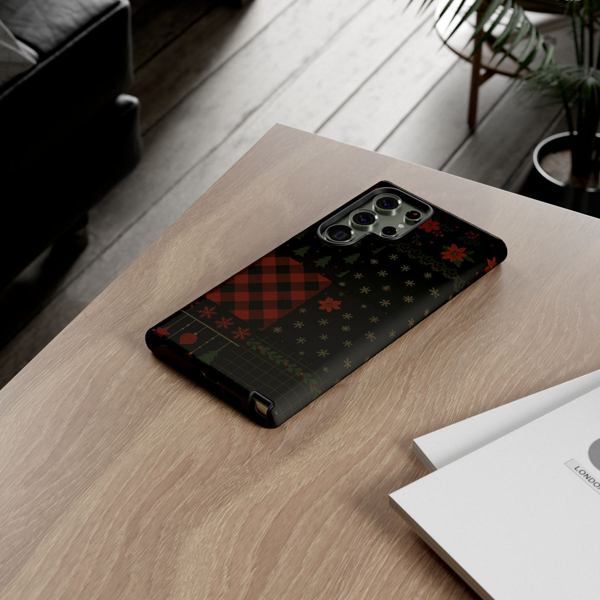 Black Festive Phone Case - Christmas Phone Cover - Tough Design